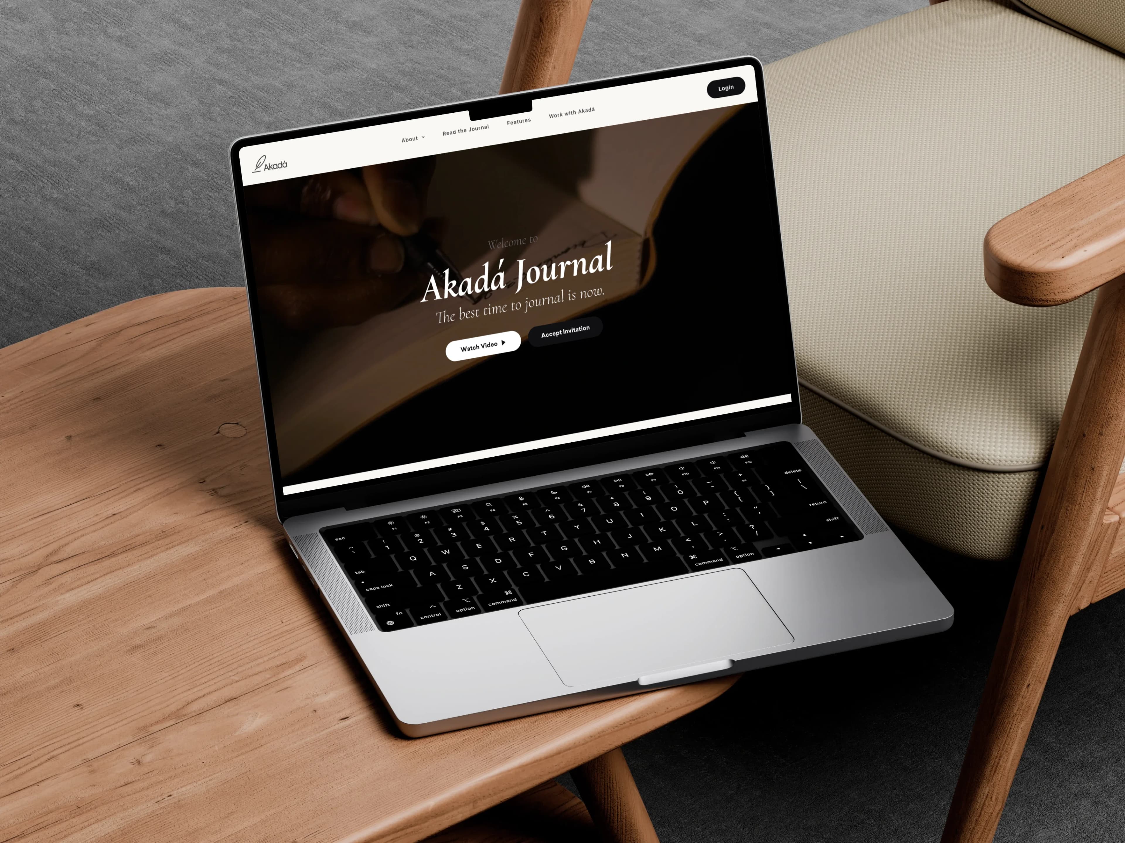Akada Journal homepage design showcasing the premium journaling platform